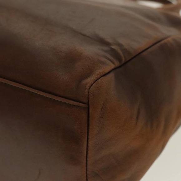 PRADA Hand Bag Leather Brown Silver Auth 95631 - Picture 9 of 16